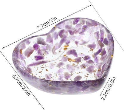 Unomor Heart Shaped Resin Candle Holder with Crystal Bowl Handpolished Decorative Candle Cup Base for Bedroom and Home Decor Unique Texture