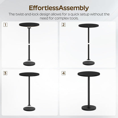 YATINEY Round Side Table, Small Drink Table, Pedestal Martini Table, End Table for Small Spaces in Living Room, Bedroom, Dormitory, Black ET30BB