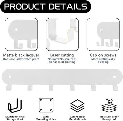 2 Pack Key Holder for Wall,Key Hooks,Key Holder Wall Mount Self Adhesive, Key Hooks for Wall Key Rack Wall Mount for No Drill for Living Room, Kitchen, Bathroom, Garage (White, 6 Hooks)