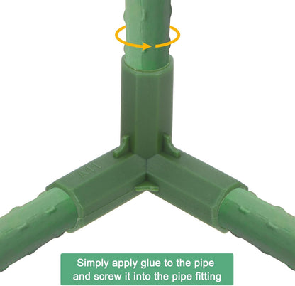 12 Pcs 11mm Greenhouse Frame Building Connectors, 4 Way Right Angle Pipe Fitting for Grape Trellis/Sunscreen Shed/Gardening Plant Stakes, Greenhouse Accessories [Green]