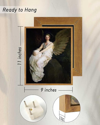 InSimSea Framed Wall Art for Living Room Home DecorStevenson Angel Vintage America Country Memorial Classical Oil Painting Prints Decorative for Living Room Bedroom Office Wall Decor 9x11in