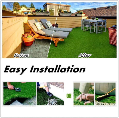Artificial Grass Turf 15FTx27FT, 1.38" Pile Height Realistic Synthetic Grass, Indoor Outdoor Pet Faux Grass Astro Rug Carpet for Garden Backyard Patio Balcony