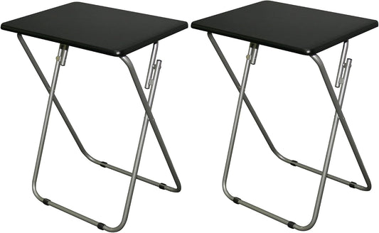 Folding TV Tray Tables, for Small Space, Black, Set of 2 | 19" X 15" X 26", For Eating, Portable Dinner Table, Couch & Living Room