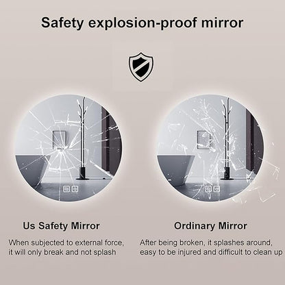 Led Mirror for Bathroom,Bathroom Mirrors for Vanity,Shatter-Proof,with Dimming & 3 Color Modes,Heated Demister Pad,Anti-Fog,Hanging Vanity Mirror,Easy to Install, Easy to Clean (Size : 80x80cm)
