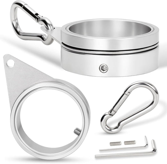 2" Large Flag Pole Rings, 2 Pcs Aluminum Alloy Spinning Flag Pole Ring Clips Swivels, 360° Rotating Anti Wrap Flagpole Ring Hardware with Stainless Steel Carabiners for 1.6-2" Diameter
