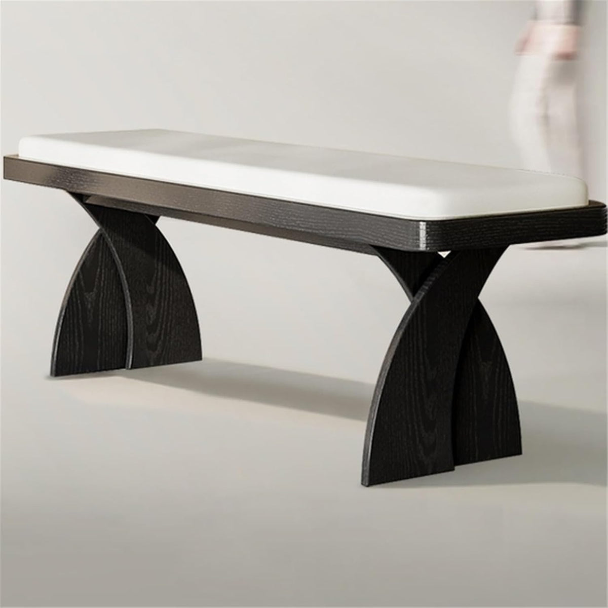Modern Wooden Long Bench at The Foot of The Bed in The Bedroom Dressing Room or Home Use Leather Shoe Changing Entryway(Small)