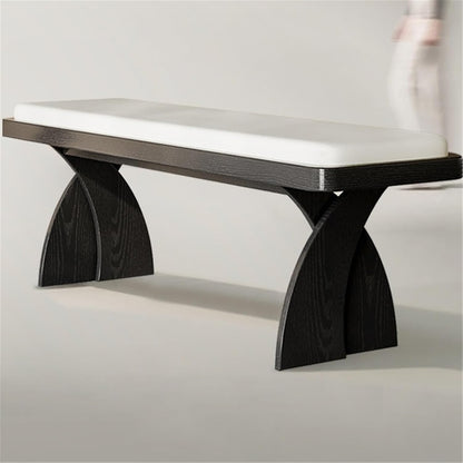 Modern Wooden Long Bench at The Foot of The Bed in The Bedroom Dressing Room or Home Use Leather Shoe Changing Entryway(Large)