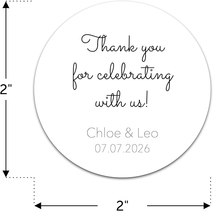 Personalized Wedding Stickers - Custom Wedding Envelope Seals for Invitations, Thank You Cards, and Save The Date (50-1000 Stickers) (Playful Celebration)