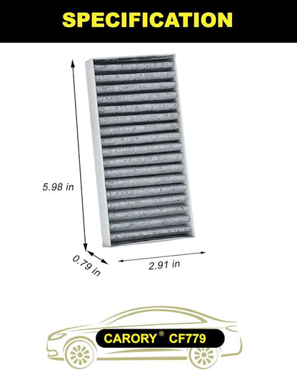 Cabin Air Filter w/Activated Carbon for Jeep Wrangler (2011-2017), Wrangler JK (2018), OE# 55111302AA, 68233626AA, CF11777, C16177E, P3923WS