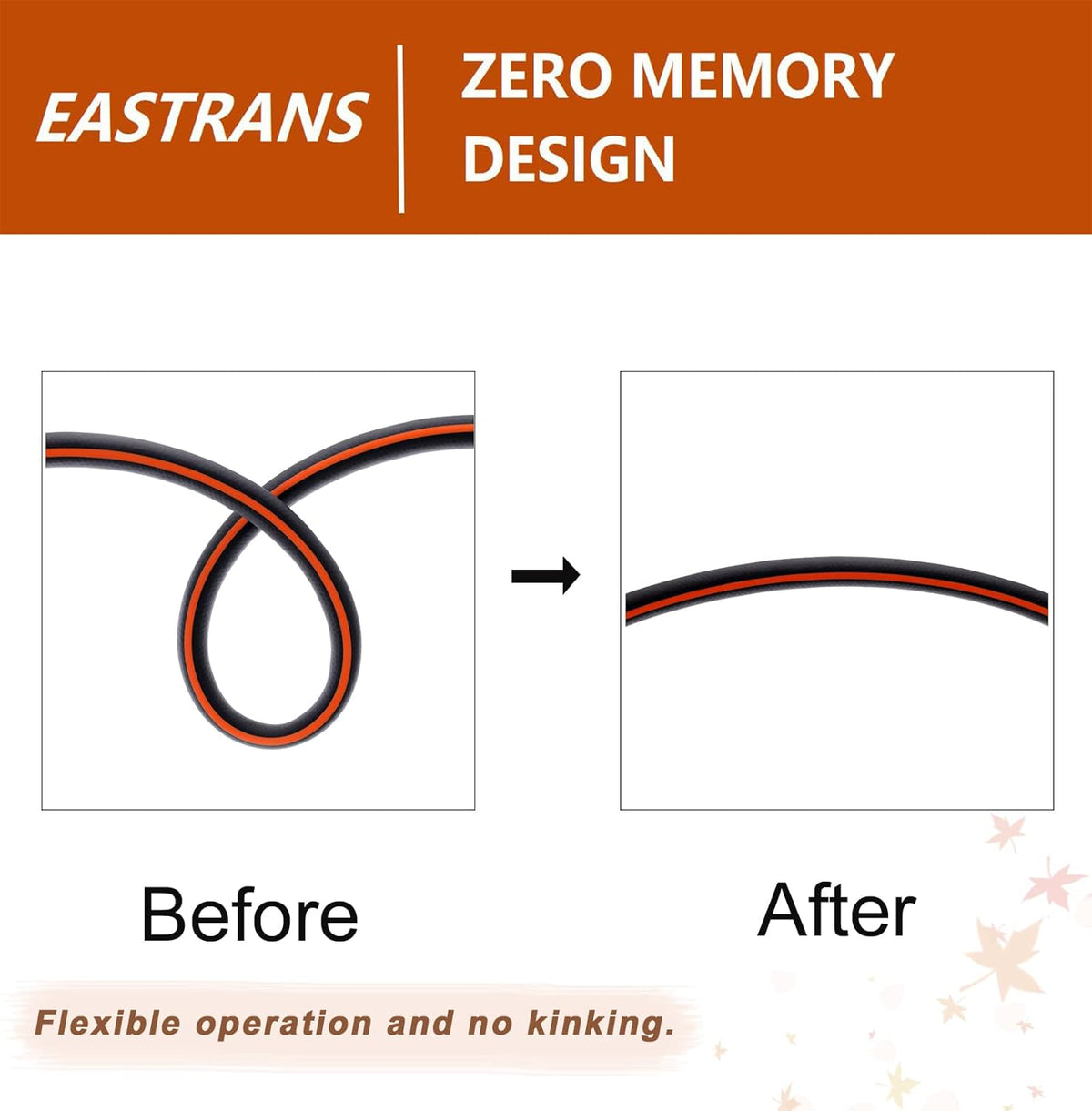 EASTRANS Short Garden Hose 10 ft x 5/8", Heavy Duty Water Hose with 3/4" Solid Brass Connector for All-weather Outdoor, Black & Orange