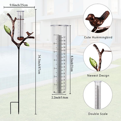 viterlight Rain Gauge Outdoor, Metal Rain Gauge with Stake