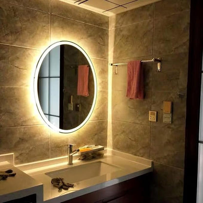 LTSRLL Frameless Illuminated LED Bathroom Wall Mirror with Touch, Demister Pad and Dimmable Lights & 3 Colors for Makeup Shaving and Bath Vanity IP44(Translucent,70cm/27.5in)