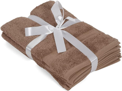 Casa Lino 4 Pack Hand Towels for Bathroom, 18"x28", 100% Cotton, Ultra Soft & Highly Absorbent, Premium Luxury Towels for Gym, Shower, Hotel, New Apartment Essentials, Brown