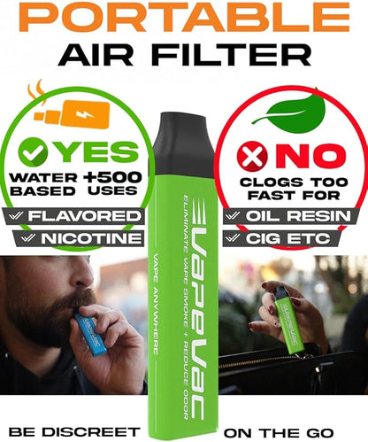 VapeVac (Registered AMZ Brand) – Pocket-Sized Personal Air Filter for Discreet Output Reduction | Minimizes Odor, Keeps Air Fresh | Not an Emission Device – 500+ Uses (Gray)
