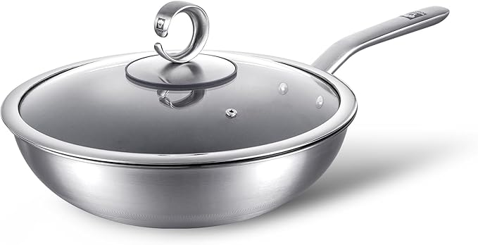 13 in Titanium Wok with Lid – Nonstick Wok & Stir-Fry Pan, All Stovetops & Induction Safe, Oven & Dishwasher Safe, Non-Toxic, No Coating – Durable Titanium Cookware, Frying Pan & Pot