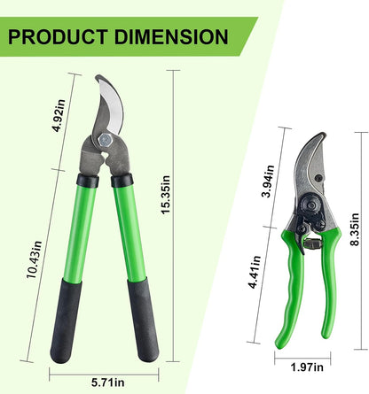 Pro Pruning Shears - Heavy Duty Garden Shears with SK-5 Steel Blades, Ergonomic Non-Slip Handle Tree Branch Cutter & Flower Arranging Tool