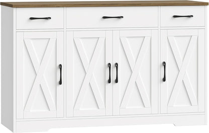 HOSTACK Kitchen Buffet Sideboard Storage Cabinet, Coffee Bar Cabinet, White