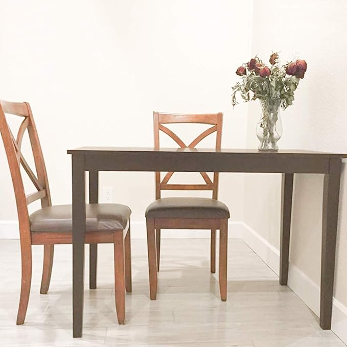 Dining Table for 4 People Kitchen Table with Wood Legs Dinner Table for Apartment Living Room Dining Room Office Kitchen Home Furniture Rectangular Modern, Brown