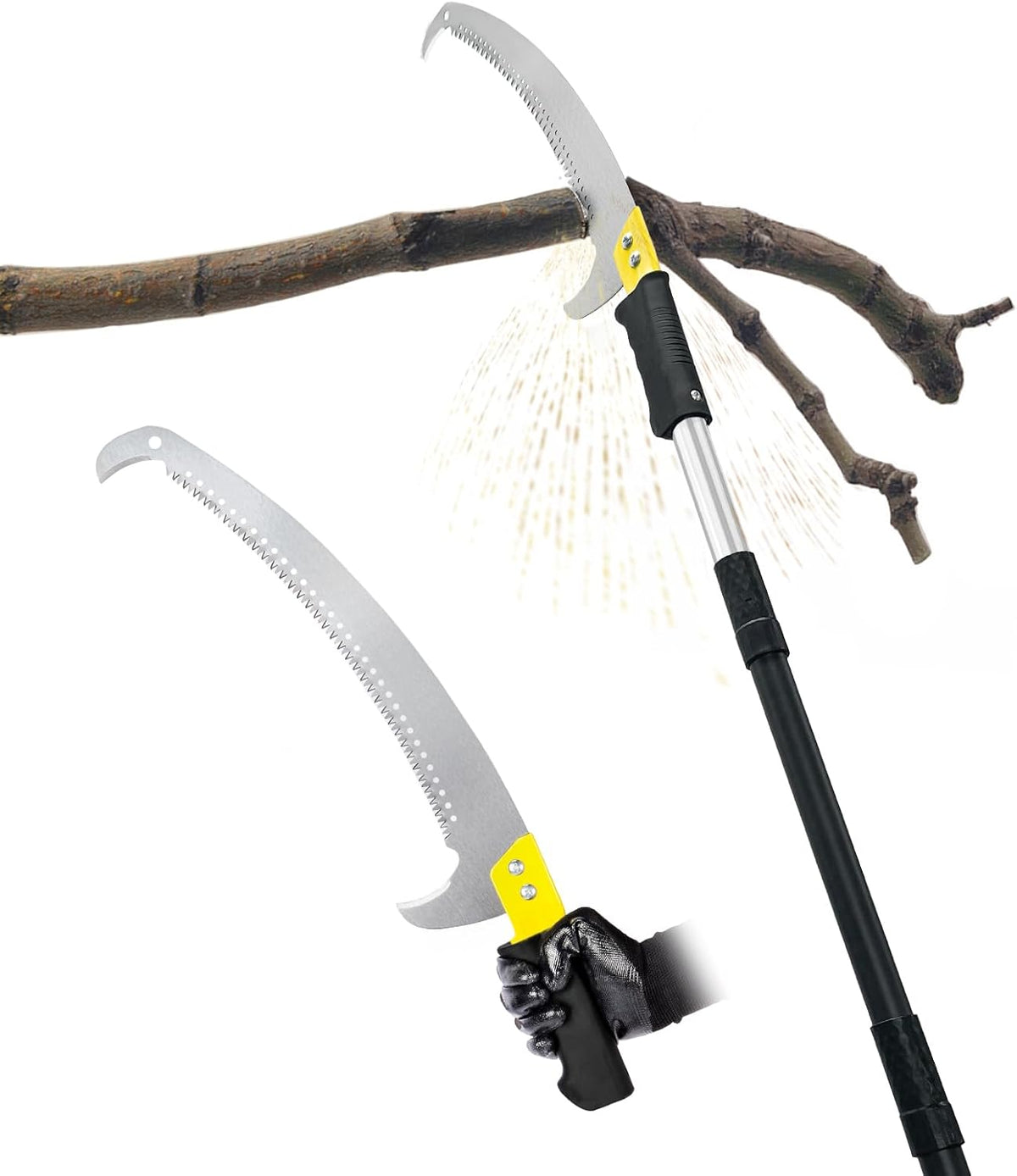 8.5FT Pole Saw with Adjustable Length for Tree Trimming, Lightweight Manual Pruning Saw with Mn Steel Blade, Long Extension Branch Cutter Pole Pruner for Yard, Garden, Patio and Forestry Use