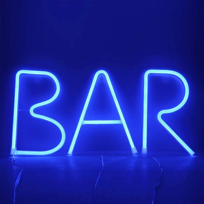 ENUOLI LED Blue Neon Letter Signs Night Light Battery or USB Operated LED Marquee Letters Neon Art Decorative Lights Wall Decor for Children Baby Room Christmas Wedding Party Decoration(D)