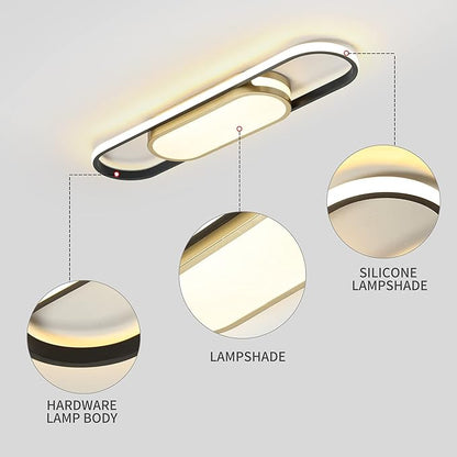 Tioolo Modern LED Flush Mount Ceiling Lights Dimmable LED Ceiling Lamp with Remote Control 2.3ft Acrylic Linear Ceiling Lighting Fixtures for Living Room Kitchen Dining Room Bedroom (40W/3000-6500K)