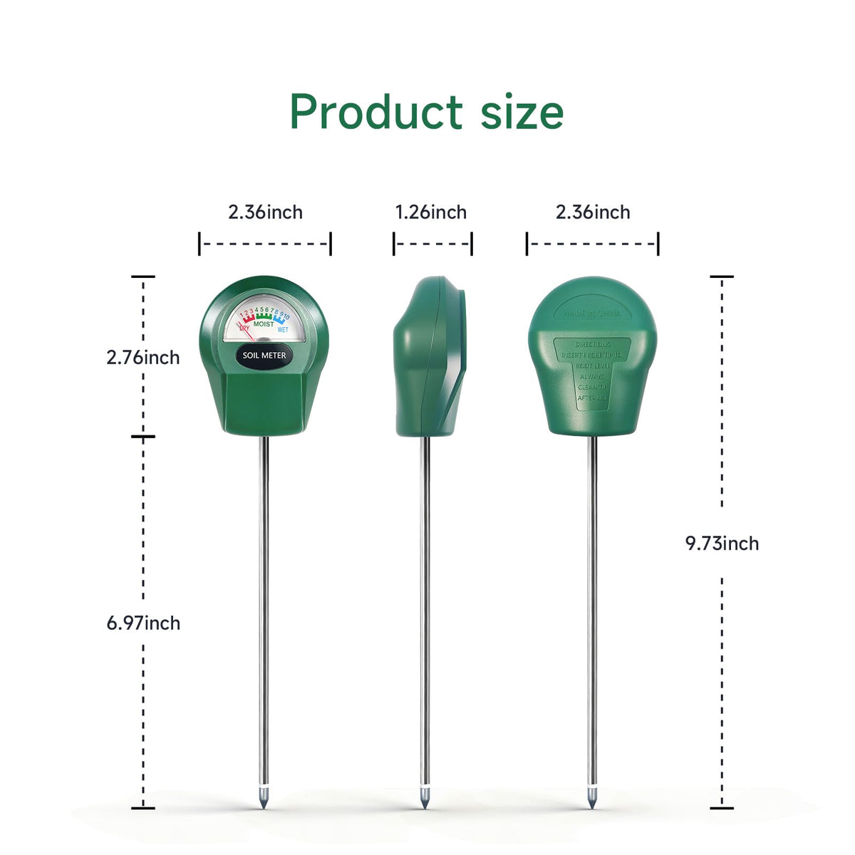 Zoiydals Soil Moisture Meter for Plants, Hygrometer Sensor Water Monitor, Plant Moisture Tester for Indoor Outdoor Garden, Potted Plants, Farm, Lawn, No Battery (Style 1)