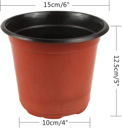 Augshy 130 Packs 6 Inches Plastic Plant Nursery Pots, Seed Starting Pot Flower Container for Succulents, Seedlings, Cuttings, Transplanting, Planter Home Docer.