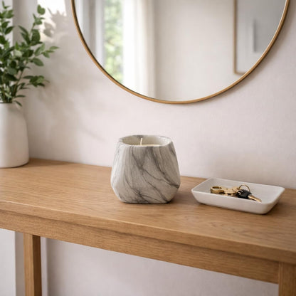Marbled Prism Bowl Candle in Grey, 10 Oz by Aria Home