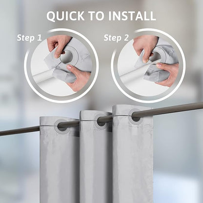 Light Grey Shower Curtain No Hooks Needed,Polyester Fabric Long Shower Curtain Liner 78 Length with 10 Plastic Split Grommets,Machine Washable & Waterproof Bathroom Curtains for Hotel,78x78 Inch