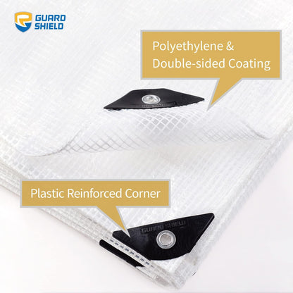 GUARD SHIELD Clear White Tarp Heavy Duty 12x20 Feet Waterproof for Greenhouse Outdoor Garden Poly Cover UV Resistant 3x3 Weave 10mil