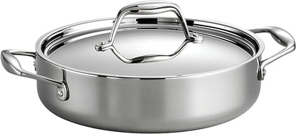 Tramontina Signature Tri-Ply Clad Stainless Steel 3-Quart Braiser Pan with Lid, Induction-Ready, Dishwasher-Safe, NSF-Certified, Made in Brazil