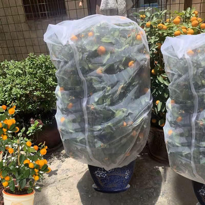 Agfabric Bird Netting 48" Hx55 W Garden Netting Insect Pest Barrier,Plant Cover Fruit Tree Netting Mesh Protection Bag with Drawstring,White,2 Pack