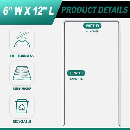 30 Pack Heavy Duty Wide Landscape Staples, 7 Gauge Galvanized Steel Turf Stakes Garden Stakes Bulk, U Type Anchor for Grass, Securing Weed Barrier Fabric, Pipes, Sod (12"x6")