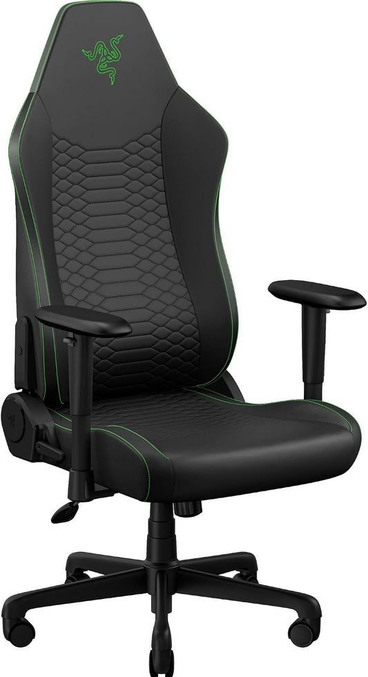 Razer Iskur V2 X NewGen Ergonomic Gaming Chair, Black/Green | Gen-2 EPU Leather with CoolTouch, Lumbar Support, Ultra-Wide Base, Foam Cushions, Adjustable 152 Degree Recline, 2D Armrests