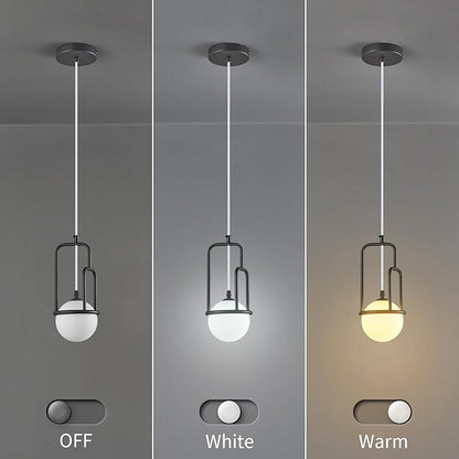 5 Inch Modern Black Pendant Light Globe Pendant Light Fixture Mid Century Pendant Lighting for Kitchen Island Dining Room Living Room Bedroom(1 Pack)
