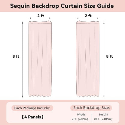 Sugargirl Dark Green Sequin Backdrop Curtain 4 Panels 2FTx8FT Glitter Dark Green Background Drapes Sparkle Photography Backdrop for Party Wedding Birthday Wall Decoration