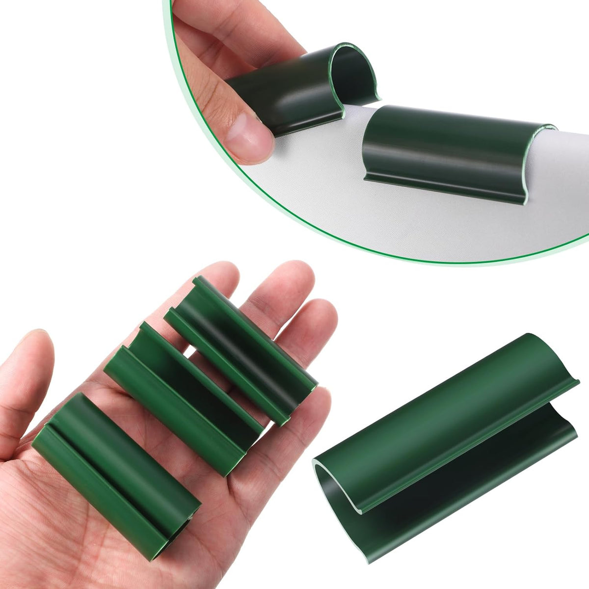Jetec 32 Pcs PVC Pipe Clips Pool Cover Clamps for Above Ground Pool Greenhouses, Row Covers, Garden, Shelters, Bird Protection, 2.4 Inch Long(for 1 Inch PVC Pipe,Green)