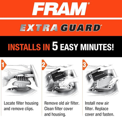 FRAM Extra Guard Rectangular Panel Engine Air Filter Replacement, Easy Install w/Advanced Engine Protection and Optimal Performance, CA12088