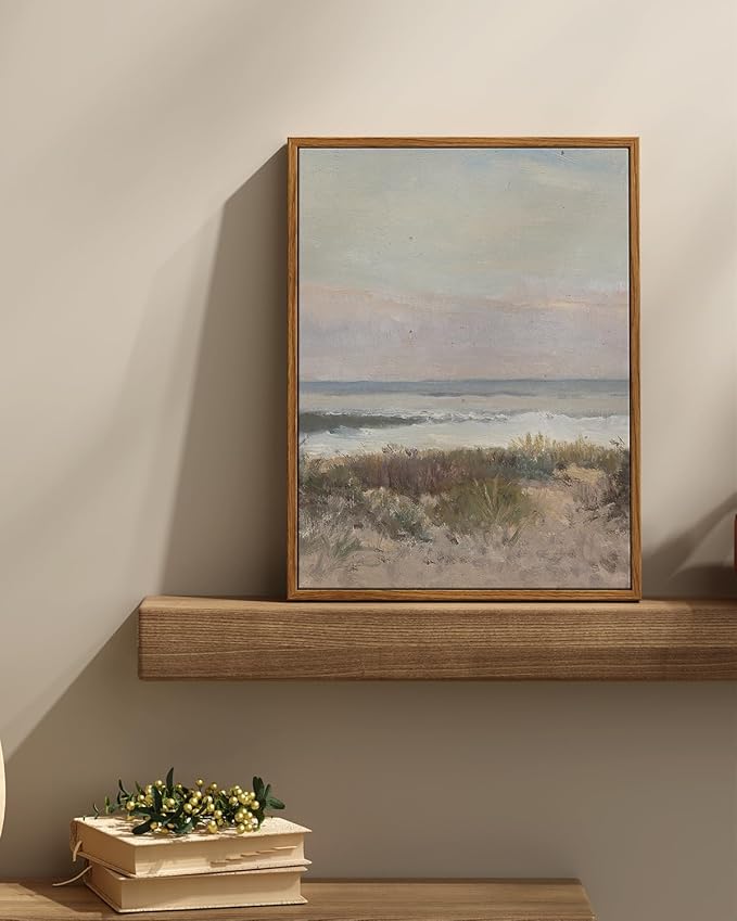 InSimSea Framed Wall Art for Living Room Decor Classical Coastal Scenery Bathroom Pictures Wall Decorations Farmhouse Kitchen Office Bathroom Art Wall Decor 12x16in