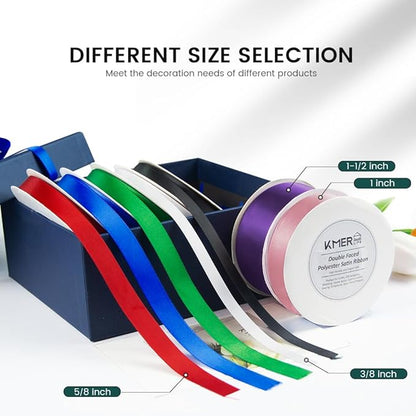 KMER LIFE 3/8 inch x 25 Yards Double Faced Polyester Emerald Green Satin Ribbon, Perfect for Gift Wrapping Very Suitable for Weddings Party Invitation Decorations and More