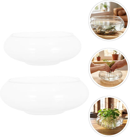Glass Bowl Candle Holders Elegant Minimalist Design 2pcs for Floating Candles 7.1" 5.9" for Wedding Table Decor and Home Centerpieces