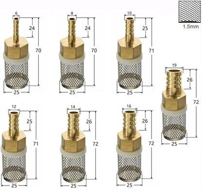 Pro-Grade Sprayer Filter Kit - 6/10/13/19mm Brass & SS Mesh for Car Detailing & Greenhouse Irrigation(19mm)