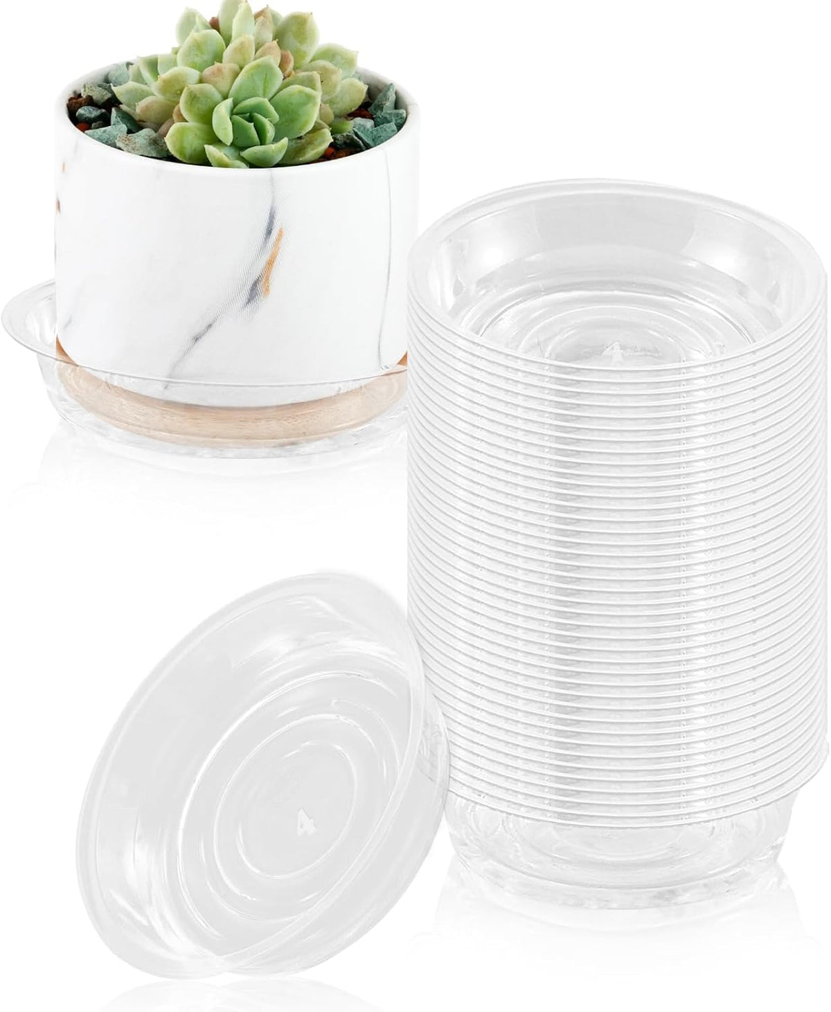 40 Pack 4 Inch Plant Saucer Clear Plant Saucers for Indoors Flower Pot Saucers Small Plant Plate Dish Plant Pot Saucers Plant Trays for Pots Bulk