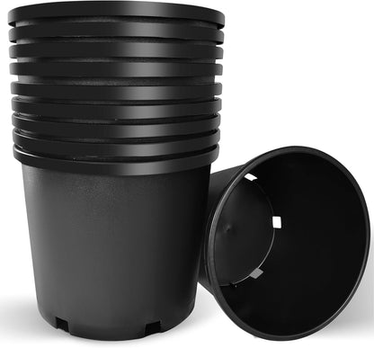 10 Gallon Nursery Pots Plastic Container Injection Molded Pot for Plants Flexible with Drainage Holes Suitable for Plants Soil Growers or Hydroponics Black 10 Pcs