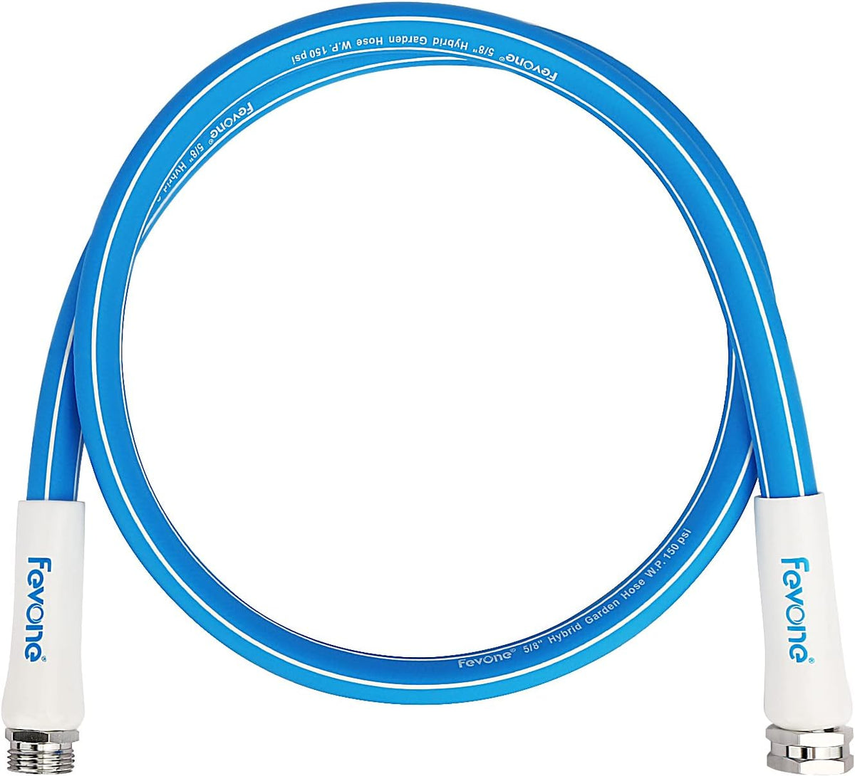 Fevone 5 ft x 5/8" Leader Hose for Hose Reel Connector, 150 PSI Heavy Duty Lead-In Hose with 3/4" Solid Aluminum Fittings