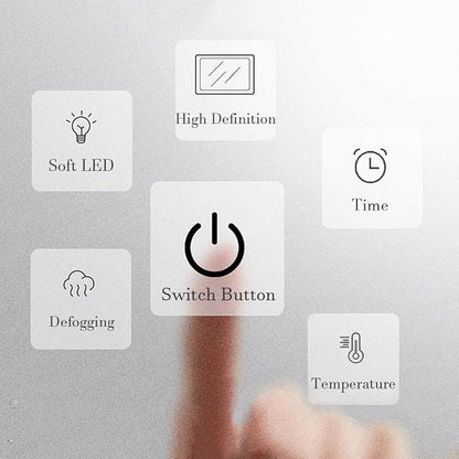 LTSRLL Frameless Illuminated LED Bathroom Wall Mirror with Touch, Demister Pad and Dimmable Lights & 3 Colors for Makeup Shaving and Bath Vanity IP44(Translucent,70cm/27.5in)