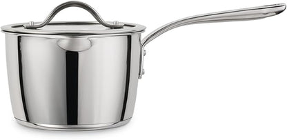 Tramontina Tempo Tri-Ply Base Stainless Steel 2-Quart Small Sauce Pan with Glass Lid, Induction-Ready Saucepan, Oven-Safe, Dishwasher-Safe