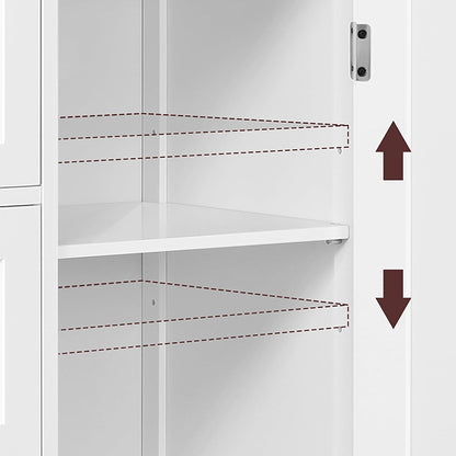 Yaheetech Small Bathroom Storage Cabinet with 4 Drawers & Door, White | Floor Cabinet Organizer for Hallway, Living Room, 3-Position Adjustable Shelf, Beadboard Detail, MDF, 12"D x 22"W x 32.5"H