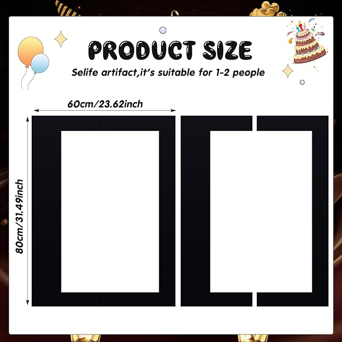 32 x 24 Inch Large Blank DIY Photo Booth Props Picture Frame Party Frame DIY Photo Booth Props Selfie for Birthday, Graduation, Christmas Holiday Party(Black,Horizontal)