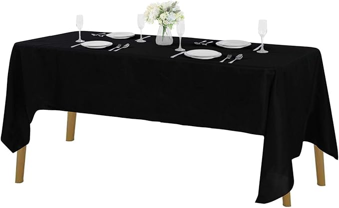Rectangle Tablecloth 60x84 inch Washable Polyester Fabric Table Cloth for Wedding Party Dining Banquet Decoration（60x84, Black）